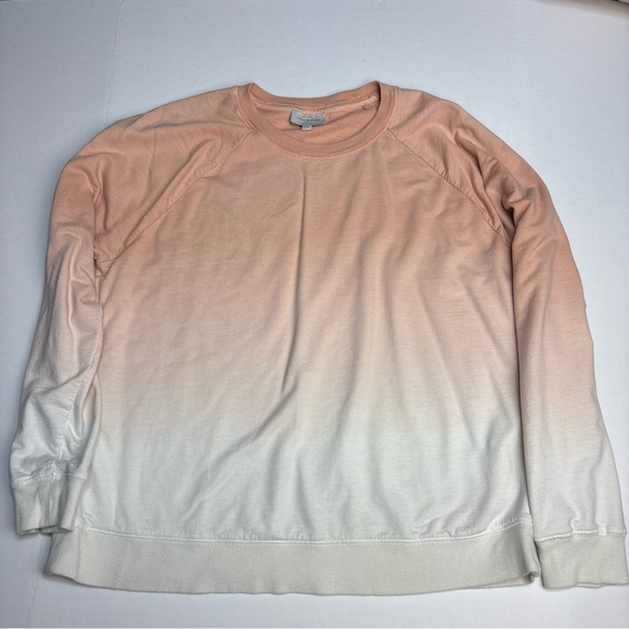 Lucky Brand Tops - Lucky Brand Women’s XL Sweatshirt Peach White Ombre Pullover Cotton Viscose